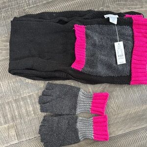 New York & Company Fingerless Mittens and Pocketed Scarf